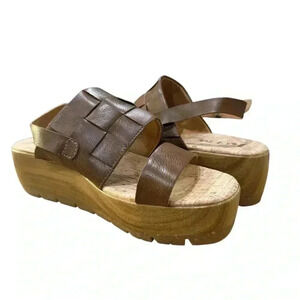 Korks Ease Women's Fraya Slingback Wedge Platform Sandals Brown Size 8 EUC